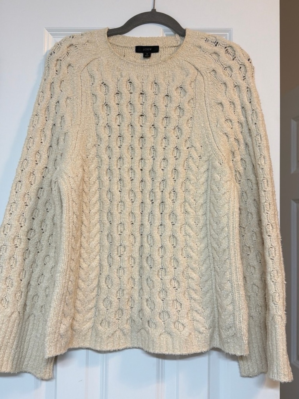 J. Crew Cream Cable-Textured Crewneck Sweater